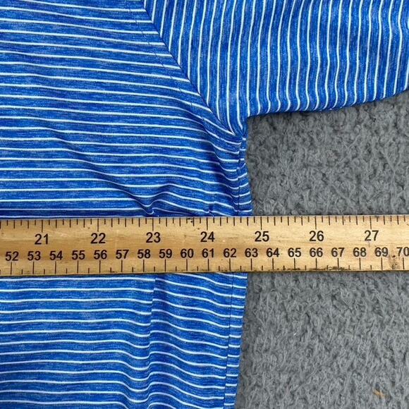 Footjoy Fj Golf Polo Shirt Men's Large Blue Striped Athletic Performance Causal - Picture 7 of 11